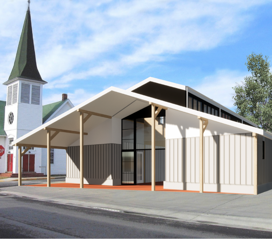 Rendering - Renovated St. Michaels Community Center during the day